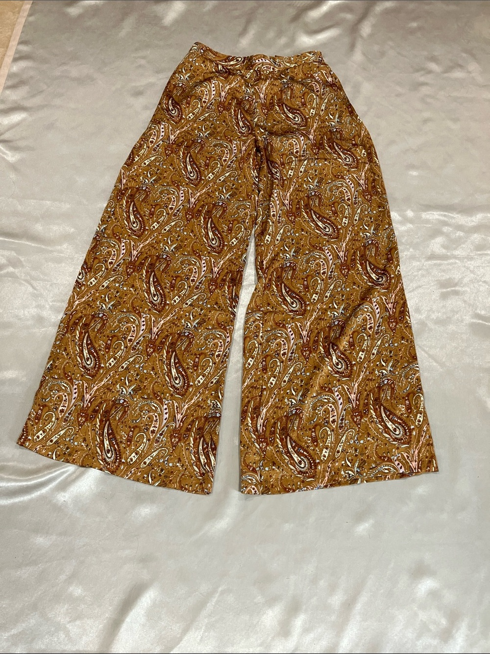 Lucy Paris Mustard Paisley Wide-Leg Trousers